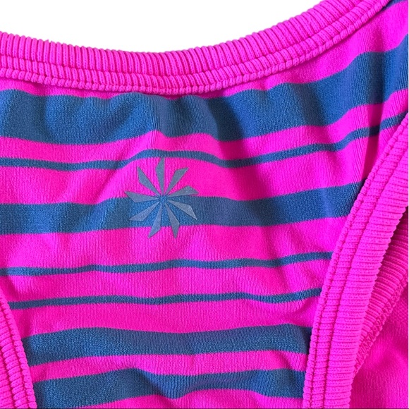 Athleta Striped Racerback Tank Top Built-in Bra, Hot Pink, Size Small - Picture 4 of 5
